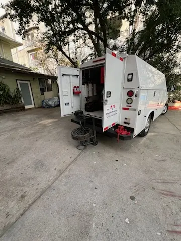 Magnet Plumbing service vehicle on-site for Grease Trap Cleaning in Crystal Bay